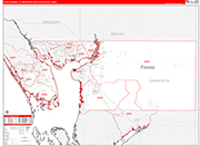 Punta Gorda Metro Area Wall Map Red Line Style